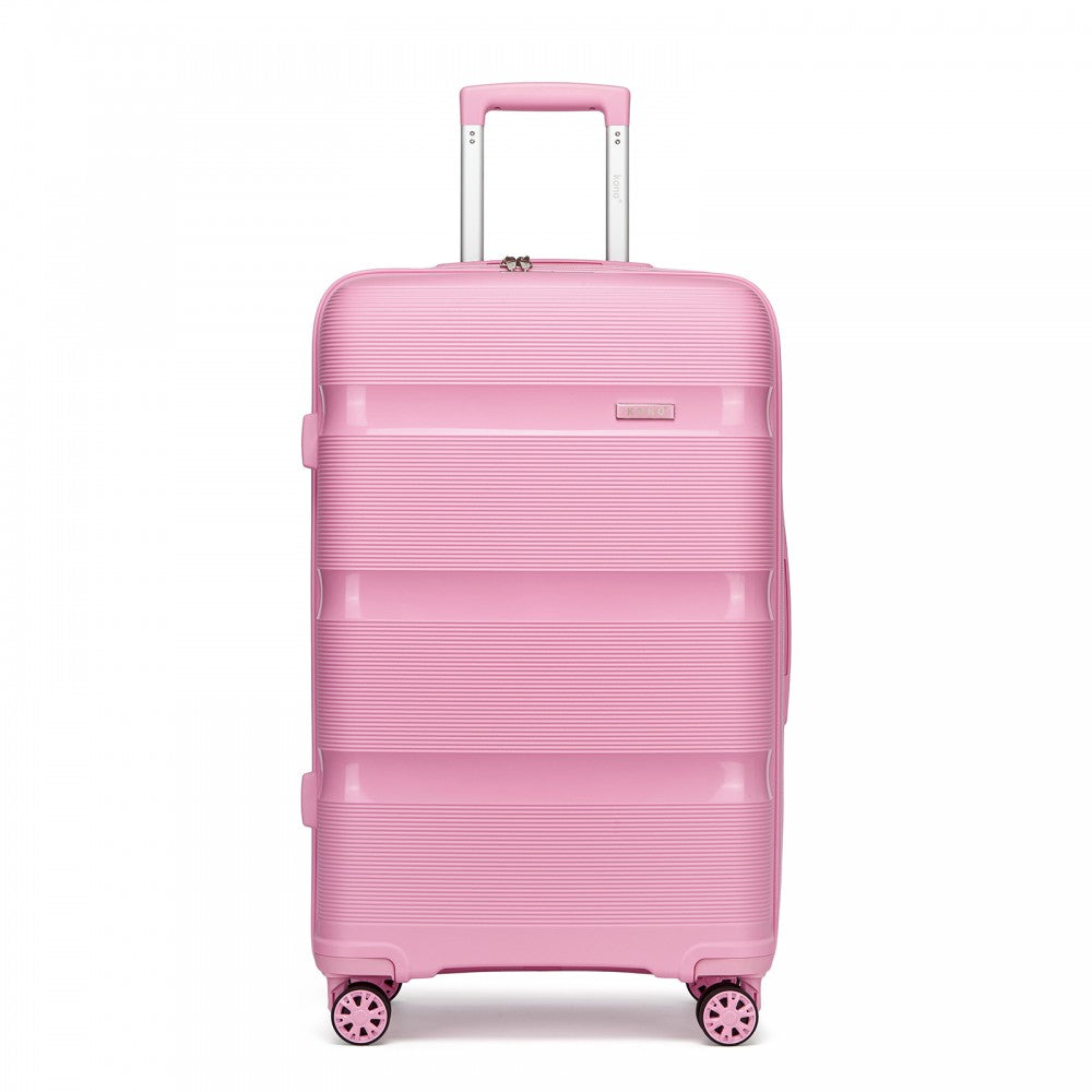 Kono KSK2492 Large Checked Luggage in Pink (75x47.5x29cm) - PP Hardshell Lightweight and Durable - Features TSA Lock & 360° Spinner Silent Wheels