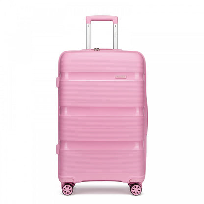 Kono KSK2492 Large Checked Luggage in Pink (75x47.5x29cm) - PP Hardshell Lightweight and Durable - Features TSA Lock & 360° Spinner Silent Wheels