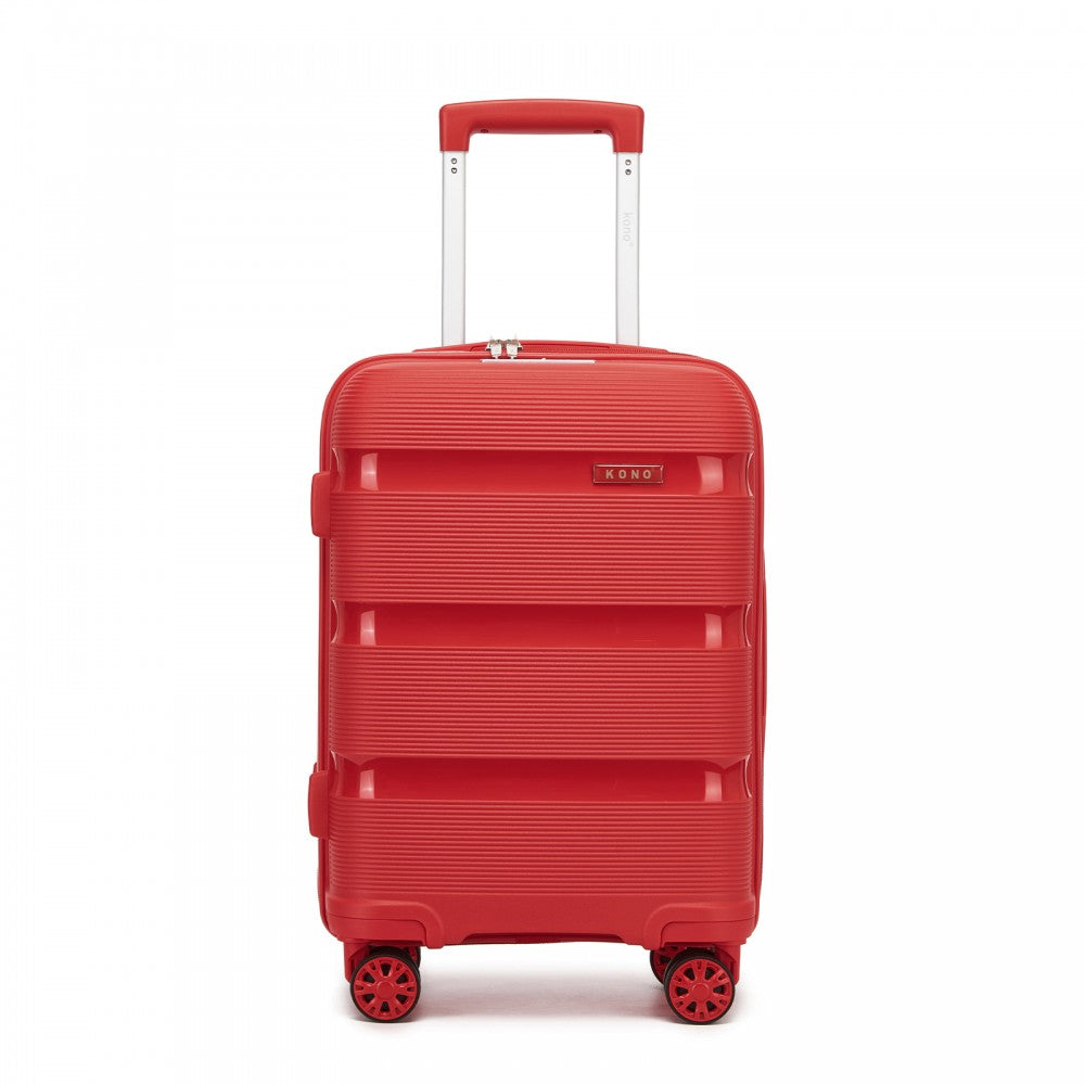 Kono KSK2492 Cabin Luggage in Red (55x38x20 cm) - PP Hardshell Lightweight and Durable - Features TSA Lock & 360° Spinner Silent Wheels