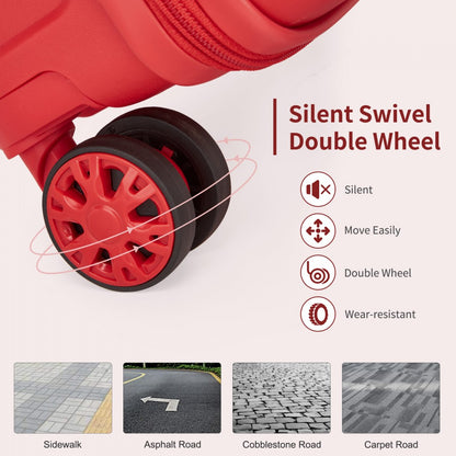 Kono KSK2492 Cabin Luggage in Red (55x38x20 cm) - PP Hardshell Lightweight and Durable - Features TSA Lock & 360° Spinner Silent Wheels