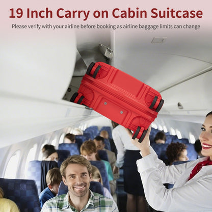 Kono KSK2492 Cabin Luggage in Red (55x38x20 cm) - PP Hardshell Lightweight and Durable - Features TSA Lock & 360° Spinner Silent Wheels