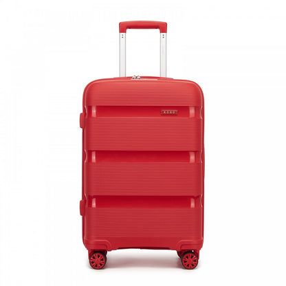 Kono KSK2492 Mid-Size Checked Luggage in Red (65x42.5x25cm) - PP Hardshell Lightweight and Durable - Features TSA Lock & 360° Spinner Silent Wheels