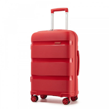 Kono KSK2492 Mid-Size Checked Luggage in Red (65x42.5x25cm) - PP Hardshell Lightweight and Durable - Features TSA Lock & 360° Spinner Silent Wheels