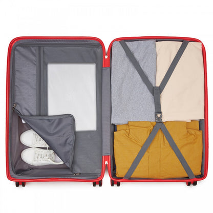 Kono KSK2492 Large Checked Luggage in Red (75x47.5x29cm) - PP Hardshell Lightweight and Durable - Features TSA Lock & 360° Spinner Silent Wheels
