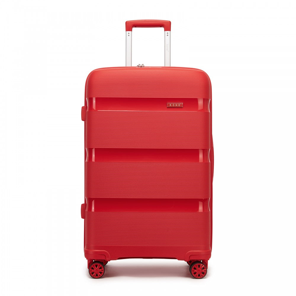 Kono KSK2492 Large Checked Luggage in Red (75x47.5x29cm) - PP Hardshell Lightweight and Durable - Features TSA Lock & 360° Spinner Silent Wheels