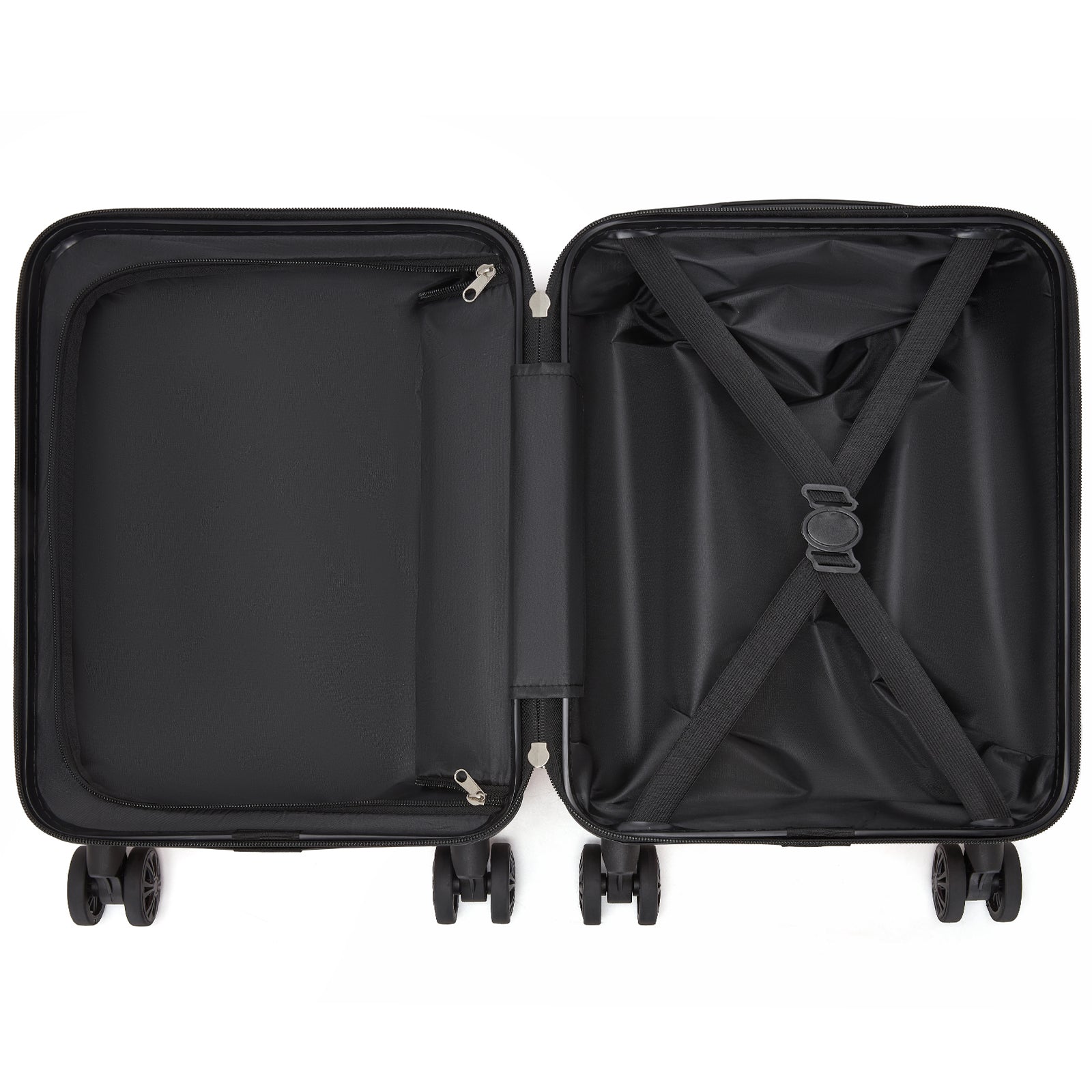 Kono KSK2581 Cabin Luggage in Black (45x30x20cm) - Lightweight Hard Shell Cabin Suitcase with Removable Spinner Wheels - Luggage eStore
