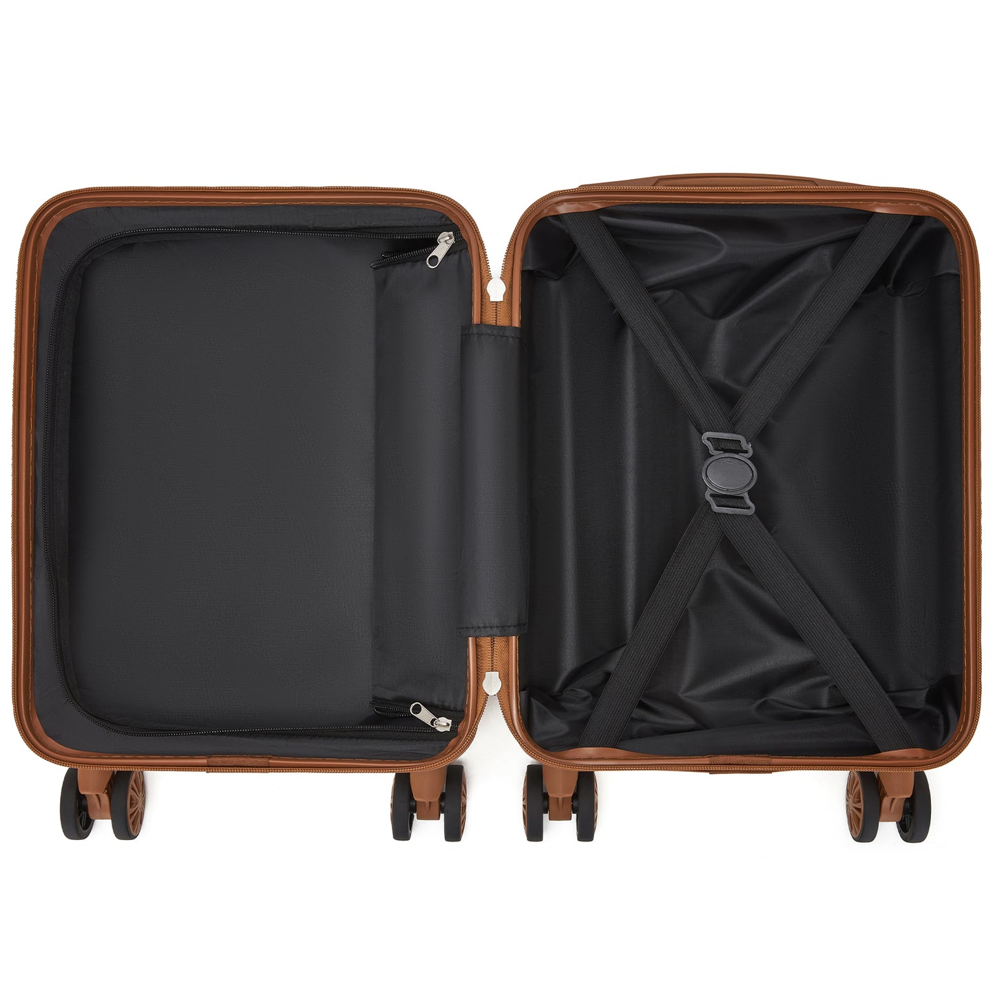 Kono KSK2581 Cabin Luggage in Cream and Tan (45x30x20cm) - Lightweight Hard Shell Cabin Suitcase with Removable Spinner Wheels - Luggage eStore