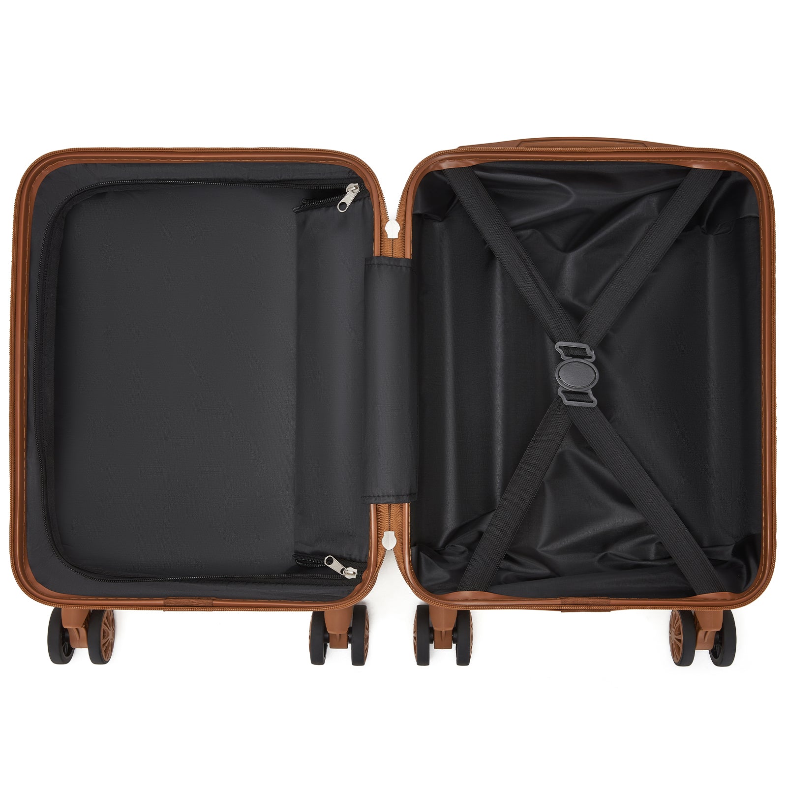 Kono KSK2581 Cabin Luggage in Cream and Tan (45x30x20cm) - Lightweight Hard Shell Cabin Suitcase with Removable Spinner Wheels - Luggage eStore