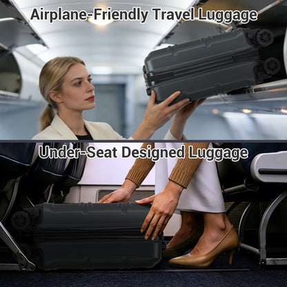 Kono KSK2581 Cabin Luggage in Grey (45x30x20cm) - Lightweight Hard Shell Cabin Suitcase with Removable Spinner Wheels