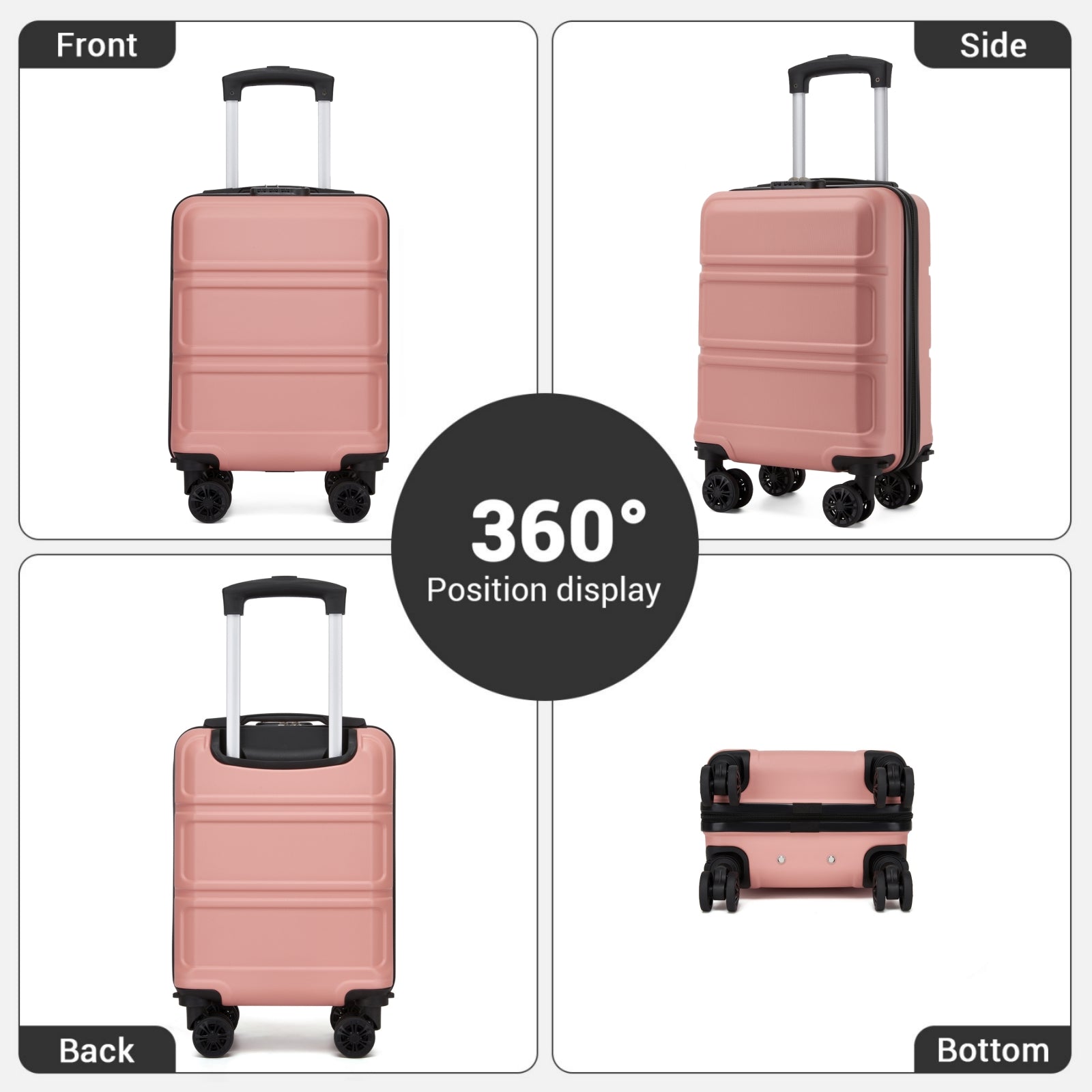 Kono KSK2581 Cabin Luggage in Nude (45x30x20cm) - Lightweight Hard Shell Cabin Suitcase with Removable Spinner Wheels - Luggage eStore
