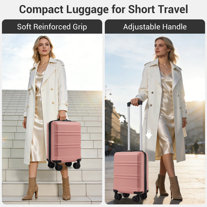 Kono KSK2581 Cabin Luggage in Nude (45x30x20cm) - Lightweight Hard Shell Cabin Suitcase with Removable Spinner Wheels - Luggage eStore