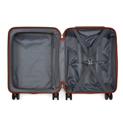 Kono KSK2584 Cabin Luggage in Black and Tan (55x40x20 cm) - Scratch-Resistant Hard Shell Cabin Suitcase with Horizontal Stripe Design