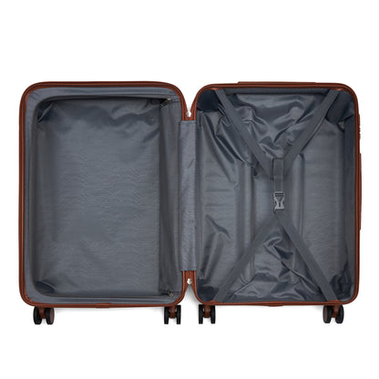 Kono KSK2584 Mid-Size Luggage in Black and Tan (66.5x45.5x25 cm) - Scratch-Resistant Hard Shell Check-In Suitcase with Horizontal Stripe Design & Spinner Wheels