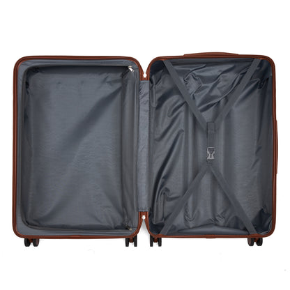 Kono KSK2584 Large Luggage in Black and Tan (76.5.5x50.5.5x29 cm) - Scratch-Resistant Hard Shell Check-In Suitcase with Horizontal Stripe Design & Spinner Wheels