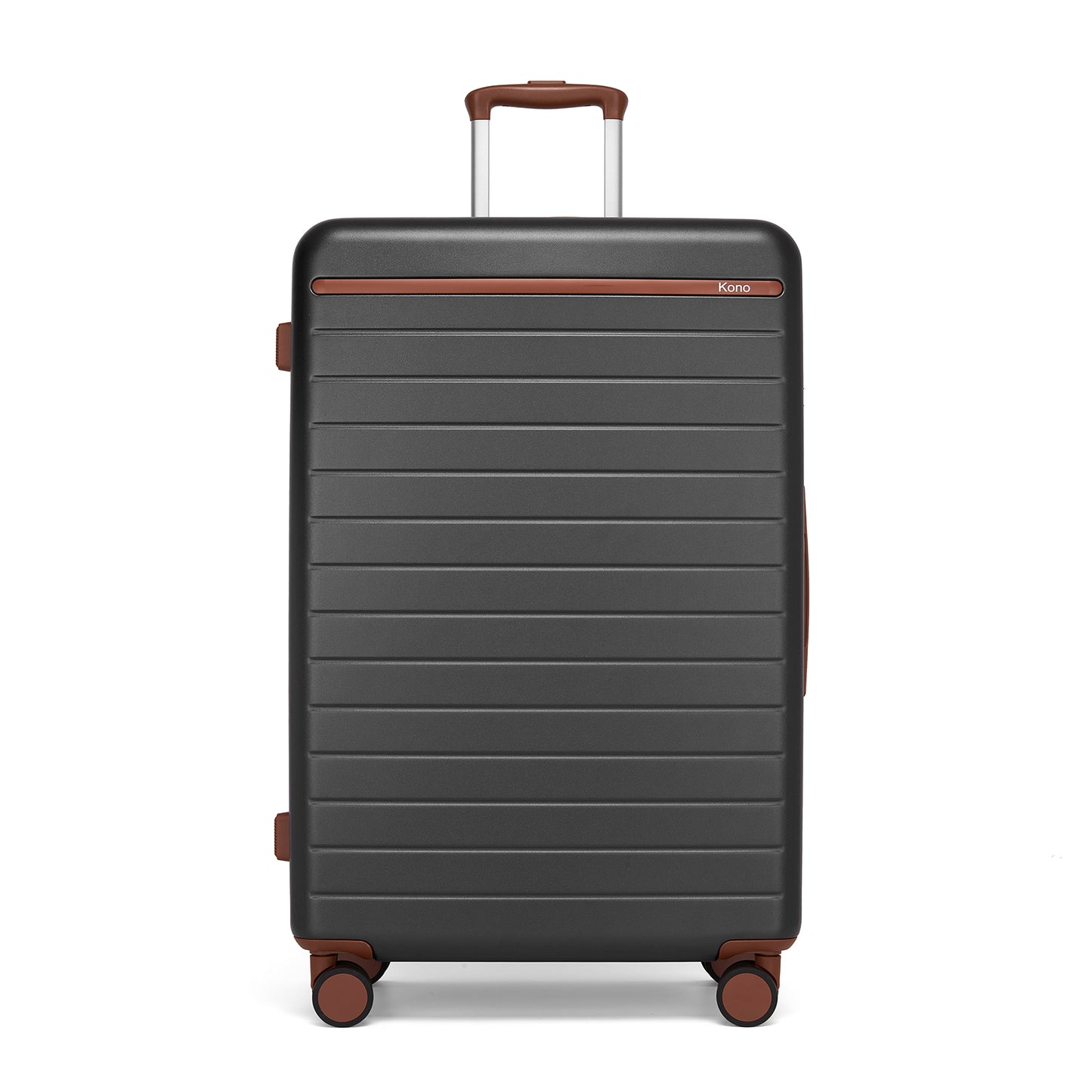 Kono KSK2584 Large Luggage in Grey and Tan (76.5.5x50.5.5x29 cm) - Scratch-Resistant Hard Shell Check-In Suitcase with Horizontal Stripe Design & Spinner Wheels