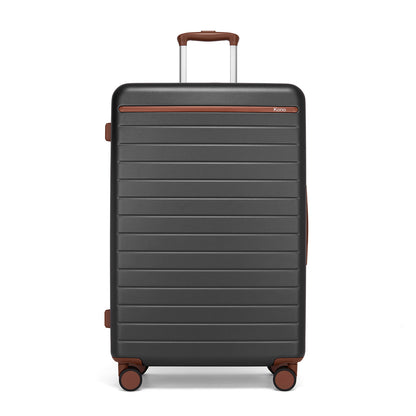 Kono KSK2584 Large Luggage in Grey and Tan (76.5.5x50.5.5x29 cm) - Scratch-Resistant Hard Shell Check-In Suitcase with Horizontal Stripe Design & Spinner Wheels
