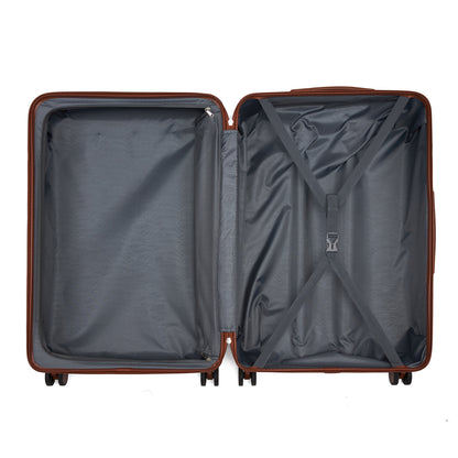Kono KSK2584 Large Luggage in Grey and Tan (76.5.5x50.5.5x29 cm) - Scratch-Resistant Hard Shell Check-In Suitcase with Horizontal Stripe Design & Spinner Wheels