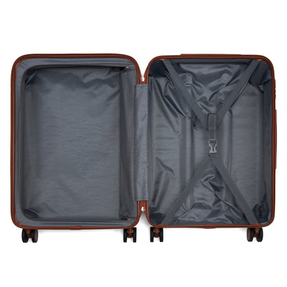 Kono KSK2584 Mid-Size Luggage in Navy and Tan (66.5x45.5x25 cm) - Scratch-Resistant Hard Shell Check-In Suitcase with Horizontal Stripe Design & Spinner Wheels