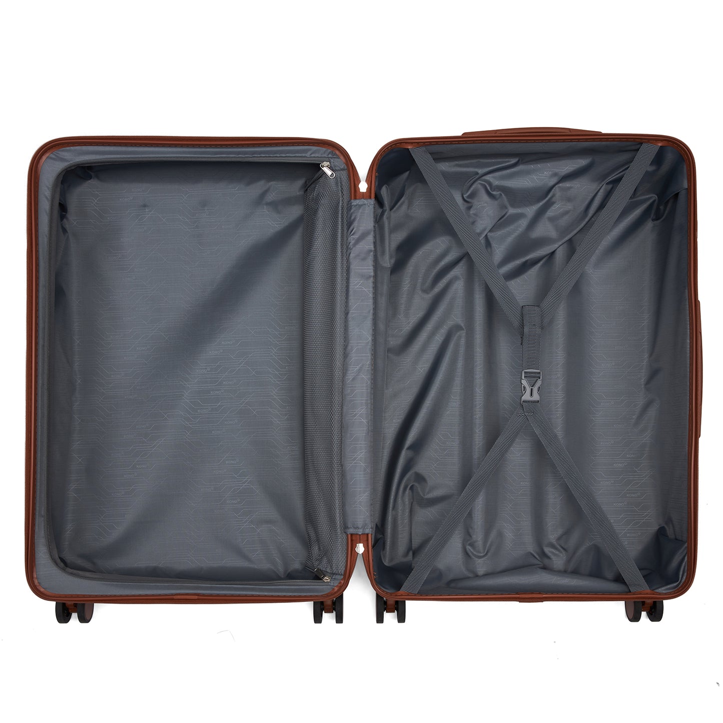 Kono KSK2584 Large Luggage in Navy and Tan (76.5.5x50.5.5x29 cm) - Scratch-Resistant Hard Shell Check-In Suitcase with Horizontal Stripe Design & Spinner Wheels