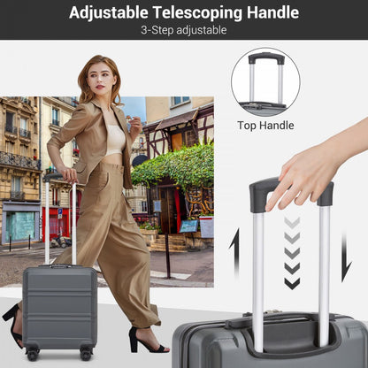 Kono KSK2596 Cabin Luggage in Grey (45x36x20cm) - ABS Hard Shell Cabin Suitcase with Spinner Wheels