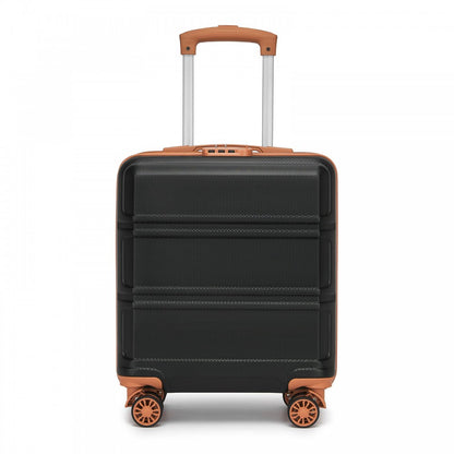 Kono KSK2596 Cabin Luggage in Black and Tan (45x36x20cm) - ABS Hard Shell Cabin Suitcase with Spinner Wheels
