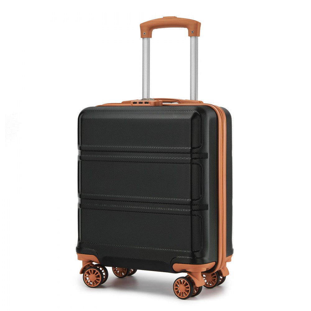 Kono KSK2596 Cabin Luggage in Black and Tan (45x36x20cm) - ABS Hard Shell Cabin Suitcase with Spinner Wheels