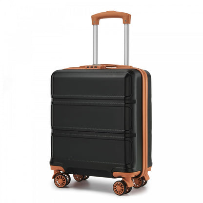 Kono KSK2596 Cabin Luggage in Black and Tan (45x36x20cm) - ABS Hard Shell Cabin Suitcase with Spinner Wheels