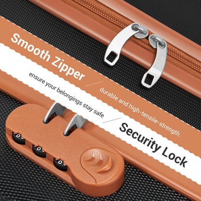 Kono KSK2596 Cabin Luggage in Black and Tan (45x36x20cm) - ABS Hard Shell Cabin Suitcase with Spinner Wheels