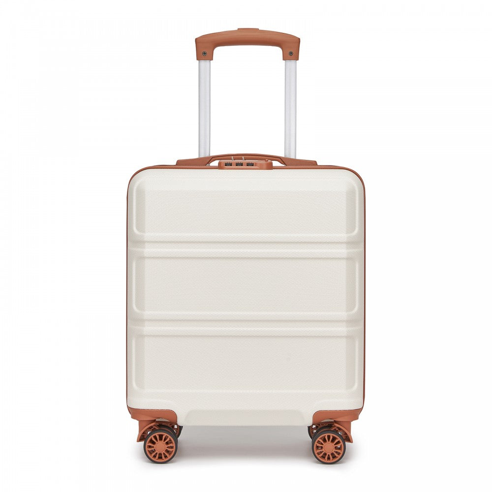Kono KSK2596 Cabin Luggage in Cream and Tan (45x36x20cm) - ABS Hard Shell Cabin Suitcase with Spinner Wheels