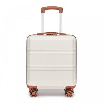 Kono KSK2596 Cabin Luggage in Cream and Tan (45x36x20cm) - ABS Hard Shell Cabin Suitcase with Spinner Wheels