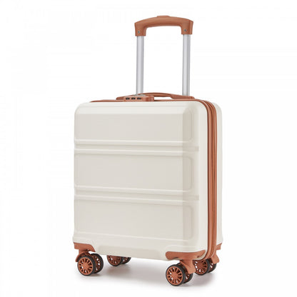 Kono KSK2596 Cabin Luggage in Cream and Tan (45x36x20cm) - ABS Hard Shell Cabin Suitcase with Spinner Wheels