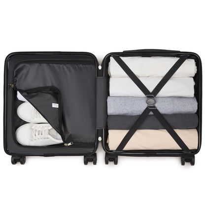 Kono KSK2596 Cabin Luggage in Nude and Black (45x36x20cm) - ABS Hard Shell Cabin Suitcase with Spinner Wheels