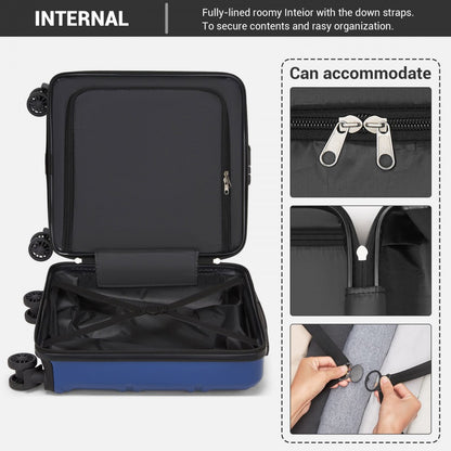 Kono KSK2596 Cabin Luggage in Navy (45x36x20cm) - ABS Hard Shell Cabin Suitcase with Spinner Wheels