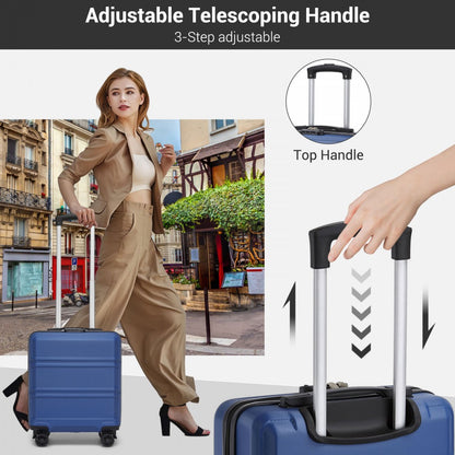 Kono KSK2596 Cabin Luggage in Navy (45x36x20cm) - ABS Hard Shell Cabin Suitcase with Spinner Wheels