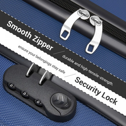 Kono KSK2596 Cabin Luggage in Navy (45x36x20cm) - ABS Hard Shell Cabin Suitcase with Spinner Wheels