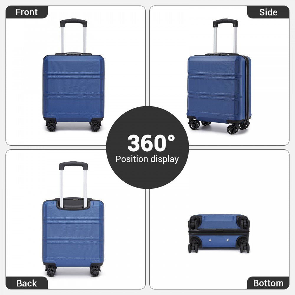 Kono KSK2596 Cabin Luggage in Navy (45x36x20cm) - ABS Hard Shell Cabin Suitcase with Spinner Wheels