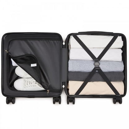 Kono KSK2596 Cabin Luggage in Navy (45x36x20cm) - ABS Hard Shell Cabin Suitcase with Spinner Wheels