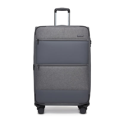 British Traveller KSB2597 Large Luggage in Grey (79.5x49x32.5 cm) - Lightweight & Tough Soft-Shell Suitcase with TSA Lock and Expandable Capacity