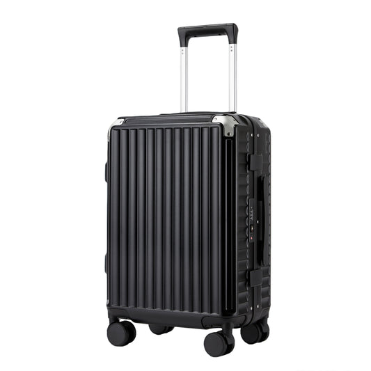 Kono KSK2693 Cabin Luggage in Black - Zipperless Hardshell Carry-On with Aluminium Frame, Smart Lock Travel, Phone Holder & Cup Holder