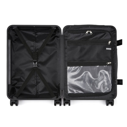 Kono KSK2693 Cabin Luggage in Black - Zipperless Hardshell Carry-On with Aluminium Frame, Smart Lock Travel, Phone Holder & Cup Holder