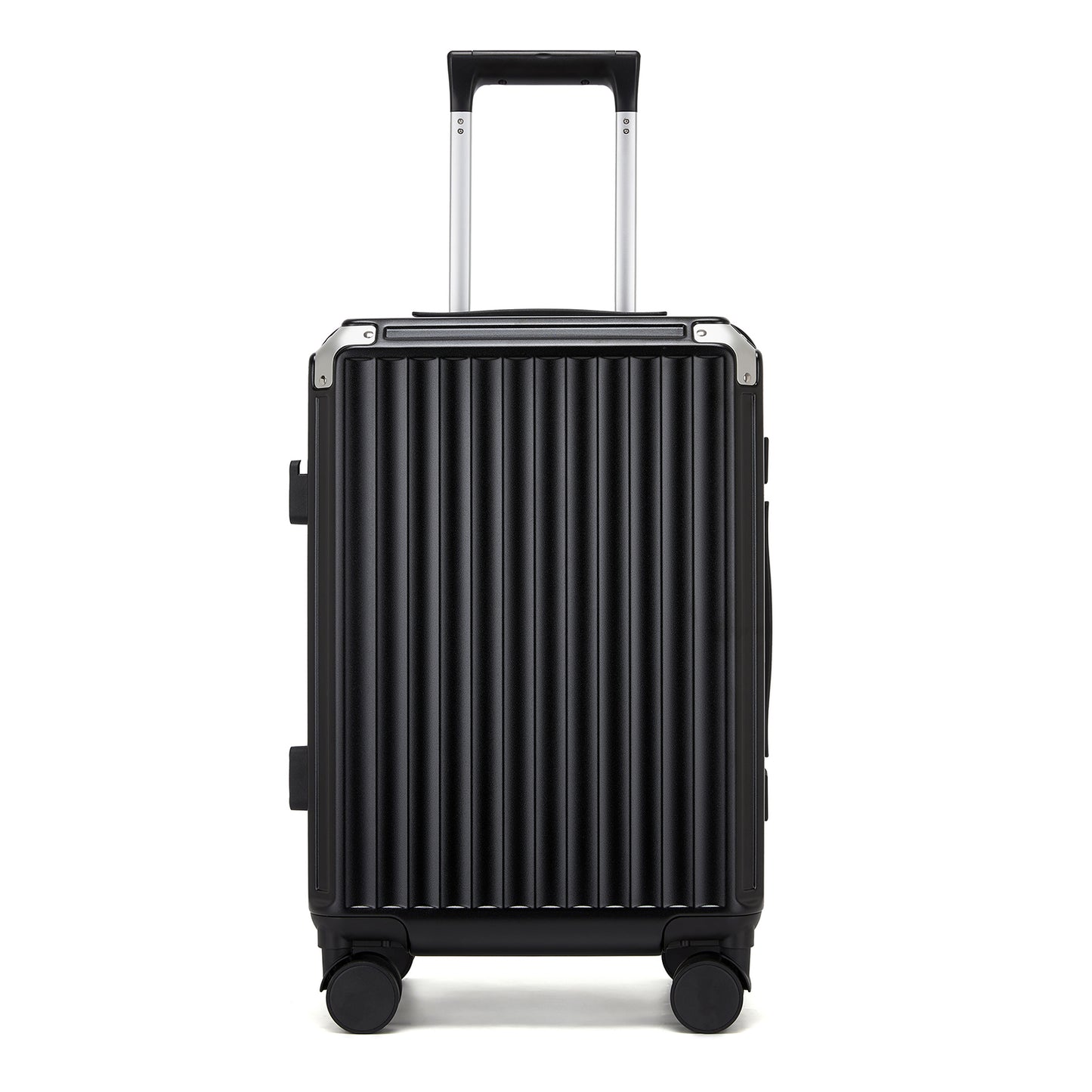 Kono KSK2693 Cabin Luggage in Black - Zipperless Hardshell Carry-On with Aluminium Frame, Smart Lock Travel, Phone Holder & Cup Holder