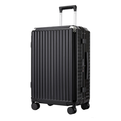 Kono KSK2693 Mid-Size Luggage in Black (66.5x44x27cm)- Zipperless Medium Checked Suitcase with Reinforced Aluminium Frame, TSA Lock and Smart Travel Features