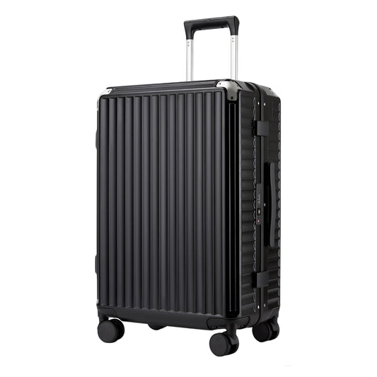 Kono KSK2693 Mid-Size Luggage in Black (66.5x44x27cm)- Zipperless Medium Checked Suitcase with Reinforced Aluminium Frame, TSA Lock and Smart Travel Features