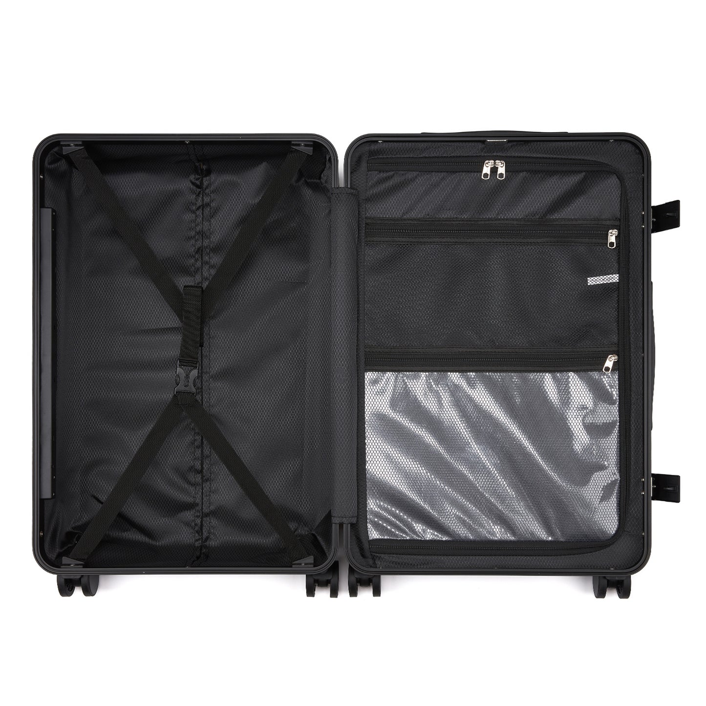 Kono KSK2693 Mid-Size Luggage in Black (66.5x44x27cm)- Zipperless Medium Checked Suitcase with Reinforced Aluminium Frame, TSA Lock and Smart Travel Features