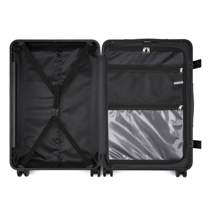 Kono KSK2693 Mid-Size Luggage in Black (66.5x44x27cm)- Zipperless Medium Checked Suitcase with Reinforced Aluminium Frame, TSA Lock and Smart Travel Features
