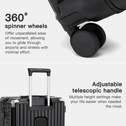 Kono KSK2693 Mid-Size Luggage in Black (66.5x44x27cm)- Zipperless Medium Checked Suitcase with Reinforced Aluminium Frame, TSA Lock and Smart Travel Features