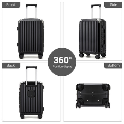 Kono KSK2693 Mid-Size Luggage in Black (66.5x44x27cm)- Zipperless Medium Checked Suitcase with Reinforced Aluminium Frame, TSA Lock and Smart Travel Features