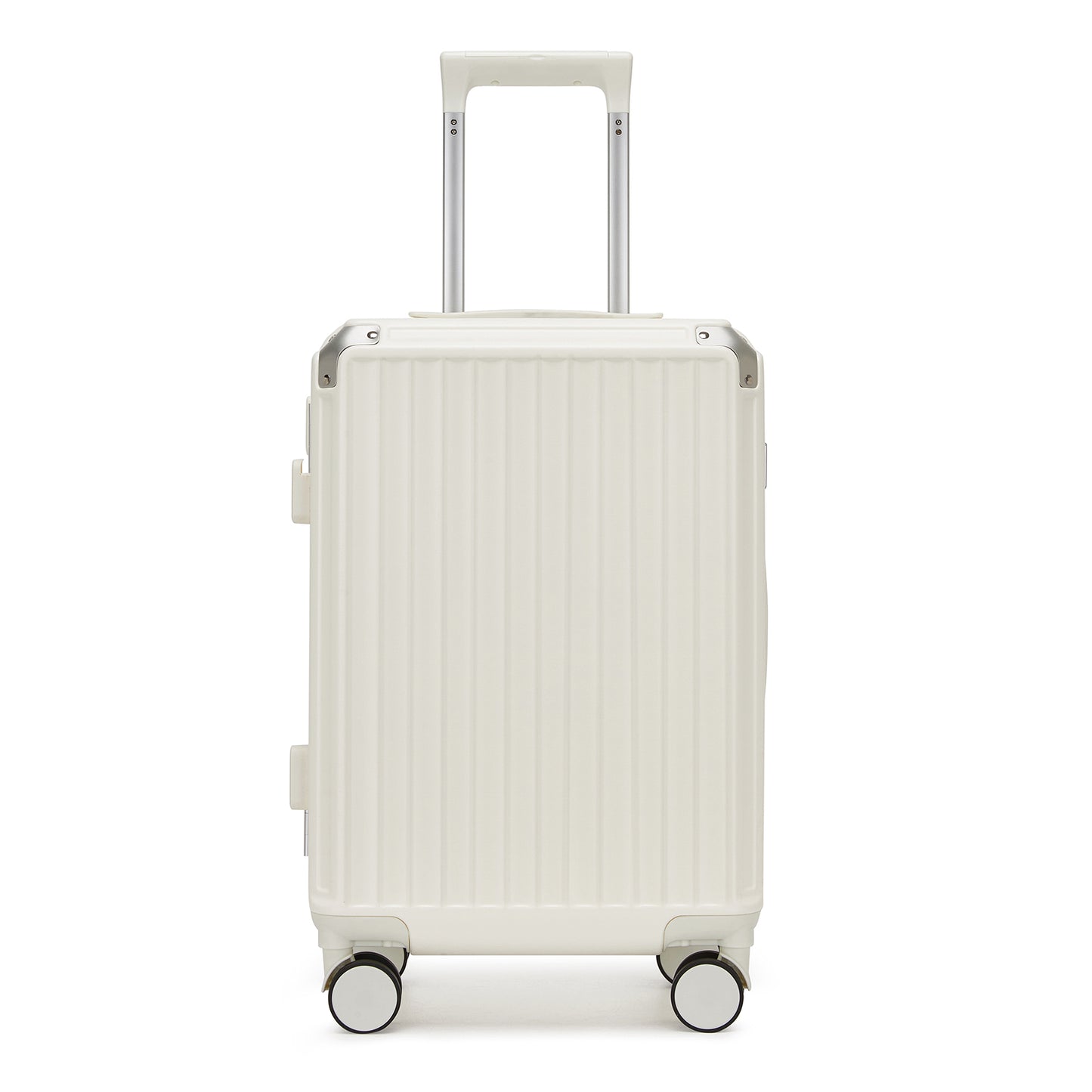 Kono KSK2693 Cabin Luggage in White - Zipperless Hardshell Carry-On with Aluminium Frame, Smart Lock Travel, Phone Holder & Cup Holder