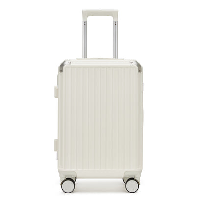 Kono KSK2693 Cabin Luggage in White - Zipperless Hardshell Carry-On with Aluminium Frame, Smart Lock Travel, Phone Holder & Cup Holder