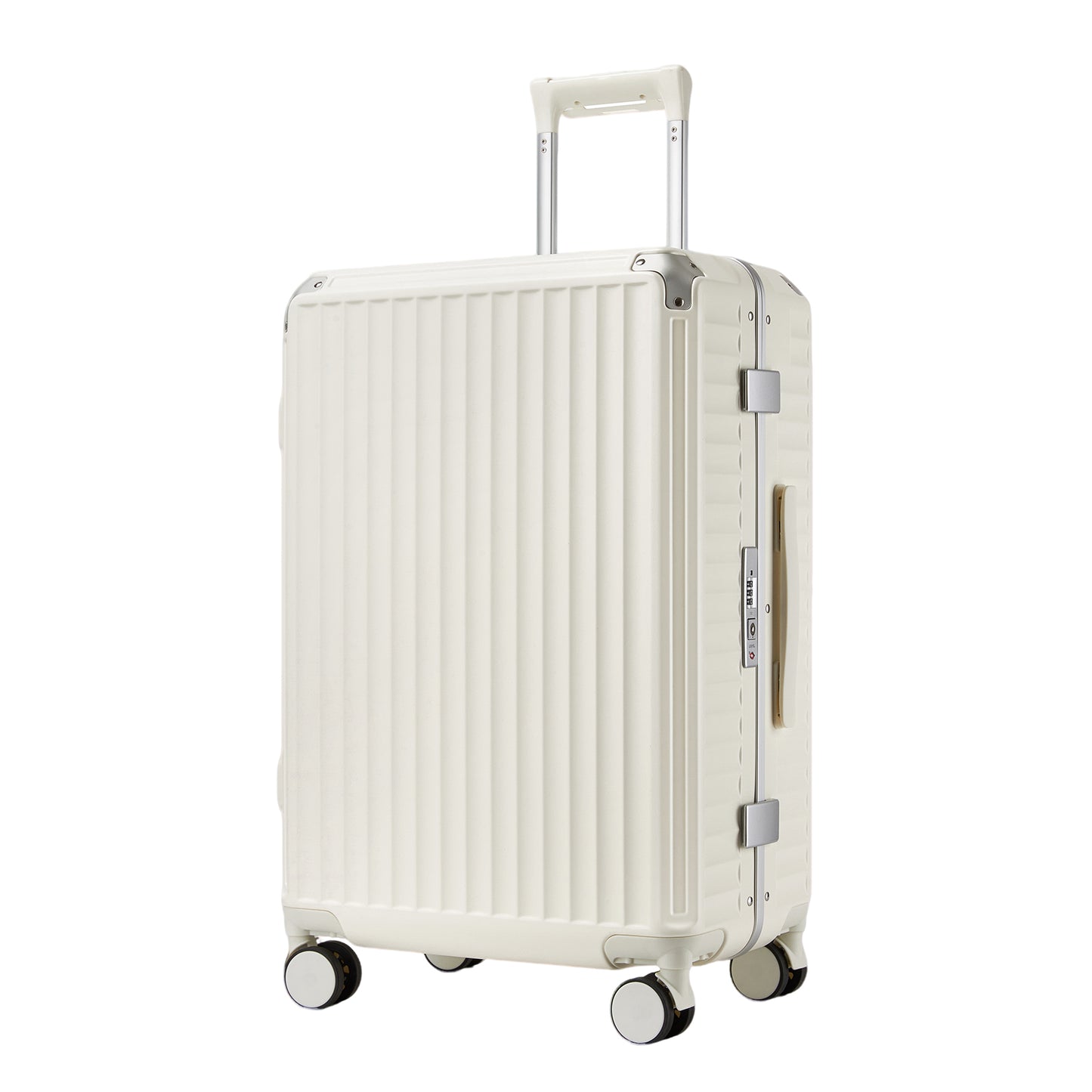Kono KSK2693 Mid-Size Luggage in White (66.5x44x27cm)- Zipperless Medium Checked Suitcase with Reinforced Aluminium Frame, TSA Lock and Smart Travel Features